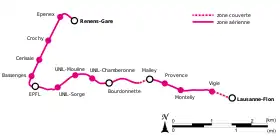 Voir la carte de la ligne.