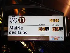 Exemple d'écran SIEL du métro