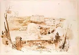 Meudon, pris des murs du haras, par Bergeron. Vers 1825. BNF.