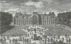 Le parterre de Meudon et la statue de Mercure et Psyché, vers 1660.