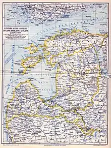 carte détaillée écrite en allemand des pays autour de la mer Baltique