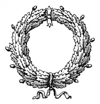 Couronne civique (corona civica), faite de chêne tressé, décernée à quiconque avait par son intervention sauvé la vie d'un ou plusieurs citoyens romains