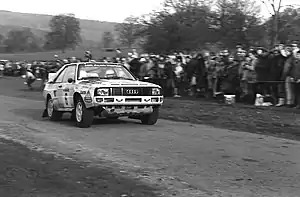 Michèle Mouton, sur Audi Sport Quattro au RAC 1984.