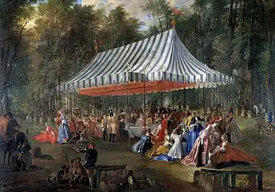 Fête donnée par le prince de Conti au prince héréditaire de Brunswick-Lunebourg, à l’Ile-Adam.