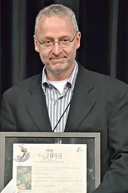 Michel Leboeuf, en 2013, lors de la remise de son second prix Hubert-Reeves.