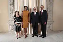 De gauche à droite : Wafaa Sleiman, Michelle Obama, Michel Sleiman et Barack Obama  (en septembre 2009).