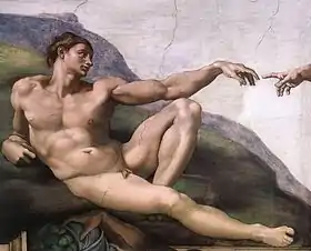 La Création d'Adam par Michel-Ange,plafond de la chapelle Sixtine, au Vatican.