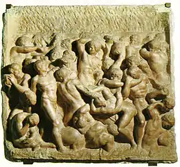 Bas-relief en pierre d'une bataille de centaures