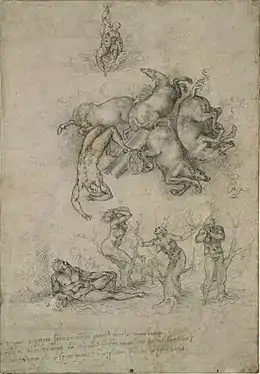Michel-Ange, Chute de Phaéton, dessin, vers 1533, 41,3 × 23,4 cm, British Museum, Londres