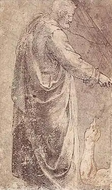 Michel-Ange, dessin d'après  Le Paiement du tribut, de Masaccio.