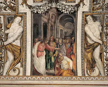 Michele Alberti,Remise des clés à saint Pierre (plafond de la chapelle).