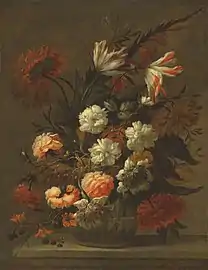 Fleurs dans une urne, huile sur toile, 77,3 x 59,7 cm., collection particulière.