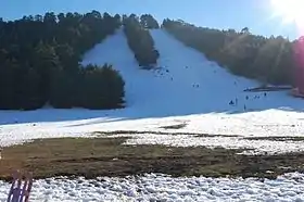 Vue des pentes du volcan en hiver.