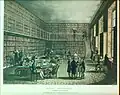 La bibliothèque en 1809.Aquatinte d'Auguste Charles Pugin d'après Thomas Rowlandson.