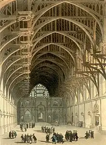 Vue du Westminster Hall parue en 1808 dans Microcosm of London.