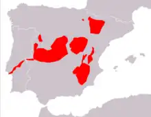 Aire de répartition du Campagnol de Cabrera