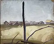 Mikhaïl Matiouchine. Paysage avec des chaumières. 1904