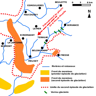 Plan de situation des glaciations et de leurs vestiges