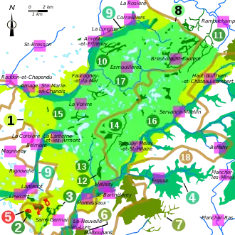 Carte des limites des zones naturels.