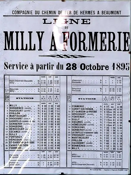 Horaires d’octobre 1895