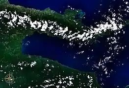 La baie de Milne vue depuis l'espace.
