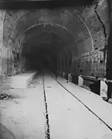 Le tunnel ferroviaire du site oriental de Mimoyecques vers janvier 1945