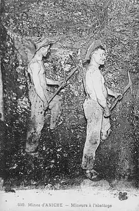 Mines d'Aniche - Mineurs à l'abattage
