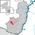 Localisation de Minfeld dans la Verbandsgemeide et dans l'arrondissement