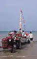 Mise à l'eau des bateaux pour la fête de la mer.