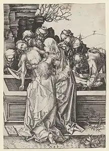Gravure de la mise au tombeau de Martin Schongauer, BNF.