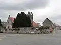 Des pignons à échelons de l'église et de maisons.