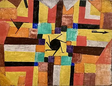 Paul Klee, Avec le soleil noir tournant et la flèche, 1919.