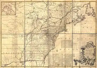 La Mitchell Map (en), gravée par Kitchin en 1755.