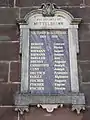 Plaque mémorial de la guerre de 1914-1918.