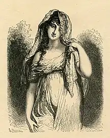 Juliette Récamier par E. Moreau d'après Richard Cosway, XIXe siècle, gravure.