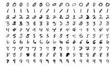Un ensemble de 160 chiffres, comprenant 16 exemplaires de chaque chiffre alignés horizontalement.