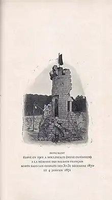 Monument élevé à Moulineaux en 1901 aux morts des combats du 30 décembre 1870 au 4 janvier 1871.