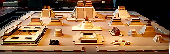 Maquette reconstituant l'enceinte du Templo Mayor de Mexico-Tenochtitlan
