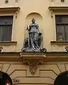 Statue de la Mère Svea, symbole de la Suède sur un bâtiment de Stockholm.
