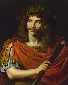 Molière dans le rôle de César dans La Mort de Pompée.