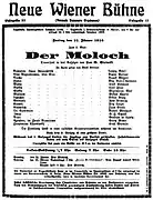 Affiche pour la création de Moloch. Neue Wiener Bühne, Vienne: 21 janvier 1910.
