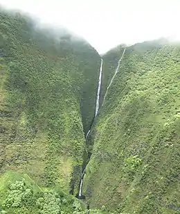 Les chutes Olo'upena, une des plus longues cascades du monde.
