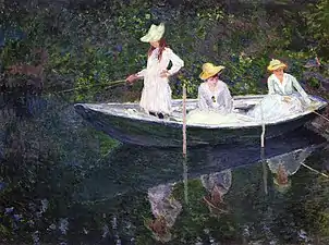 Claude Monet, En norvégienne, 1887, huile sur toile, 69 × 80 cm, Paris, musée d'Orsay. Scène représentant Germaine, Suzanne et Blanche Hoschedé.