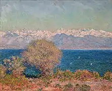 Vue du massif du Mercantour-Argentera, depuis le Cap d'Antibes, Claude Monet, 1888.