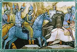 Le roi Béla IV de Hongrie en train de combattre les Mongols du général Kadan de la Horde d'or.