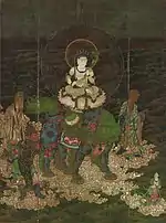 Manjushri traversant la mer. Japon, XIVe siècle.