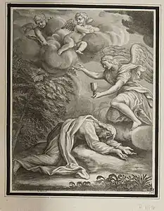 Christ sur le Mont des Oliviers, gravure de vers 1700 (Kupferstich-Kabinett).