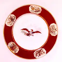 Assiette en porcelaine, service de table du président Monroe (1817).