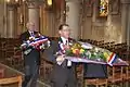 Michel Pocard, président de l'amicale du 117e R.I., dans l'église Saint-Pavin du Mans.