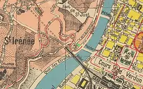 Carte de Lyon montrant l'emplacement de la montée Saint-Clair-Duport
